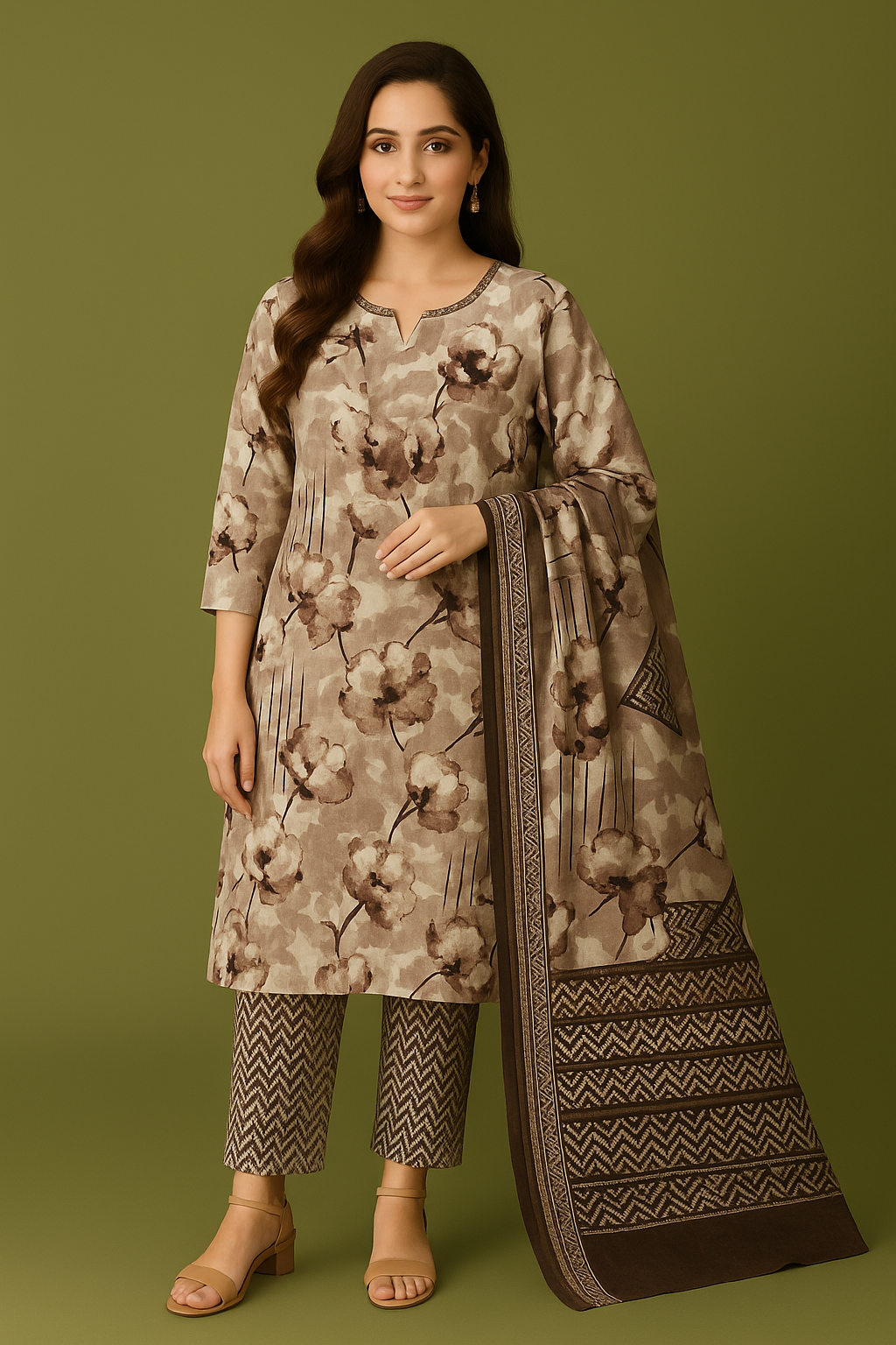 Women's printed Cotton Salwar Suit Set with Dupatta | Ethnic Wear Kurta Pant Set