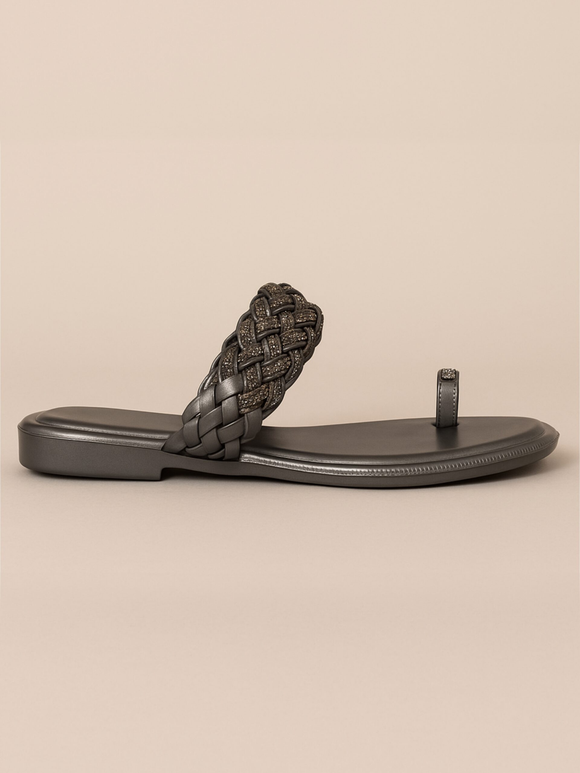 Women’s Stone-Embellished Braided Flat Sandal - Image 5