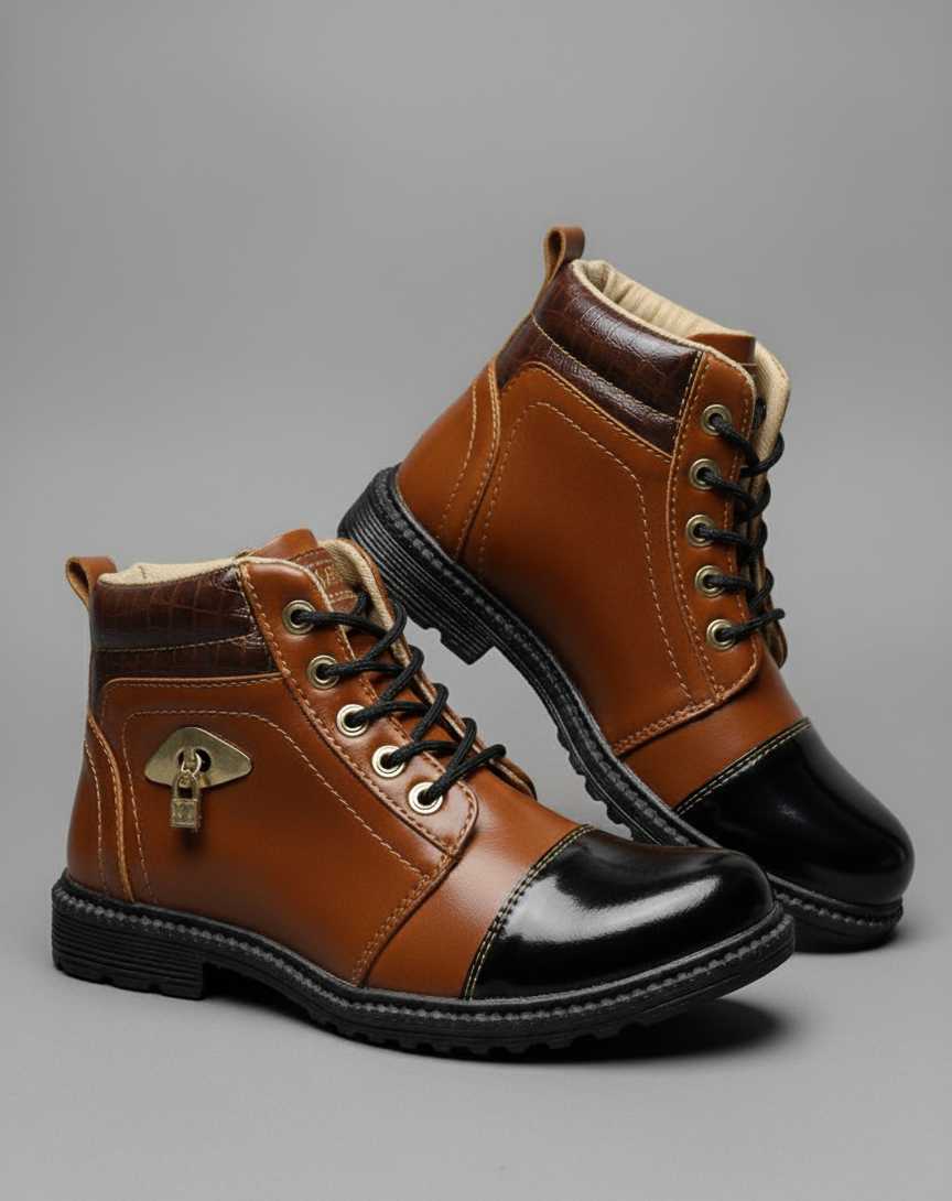 Stylish Lace-Up brown Ankle Boots – Durable Outdoor & Casual Wear for men - Image 2