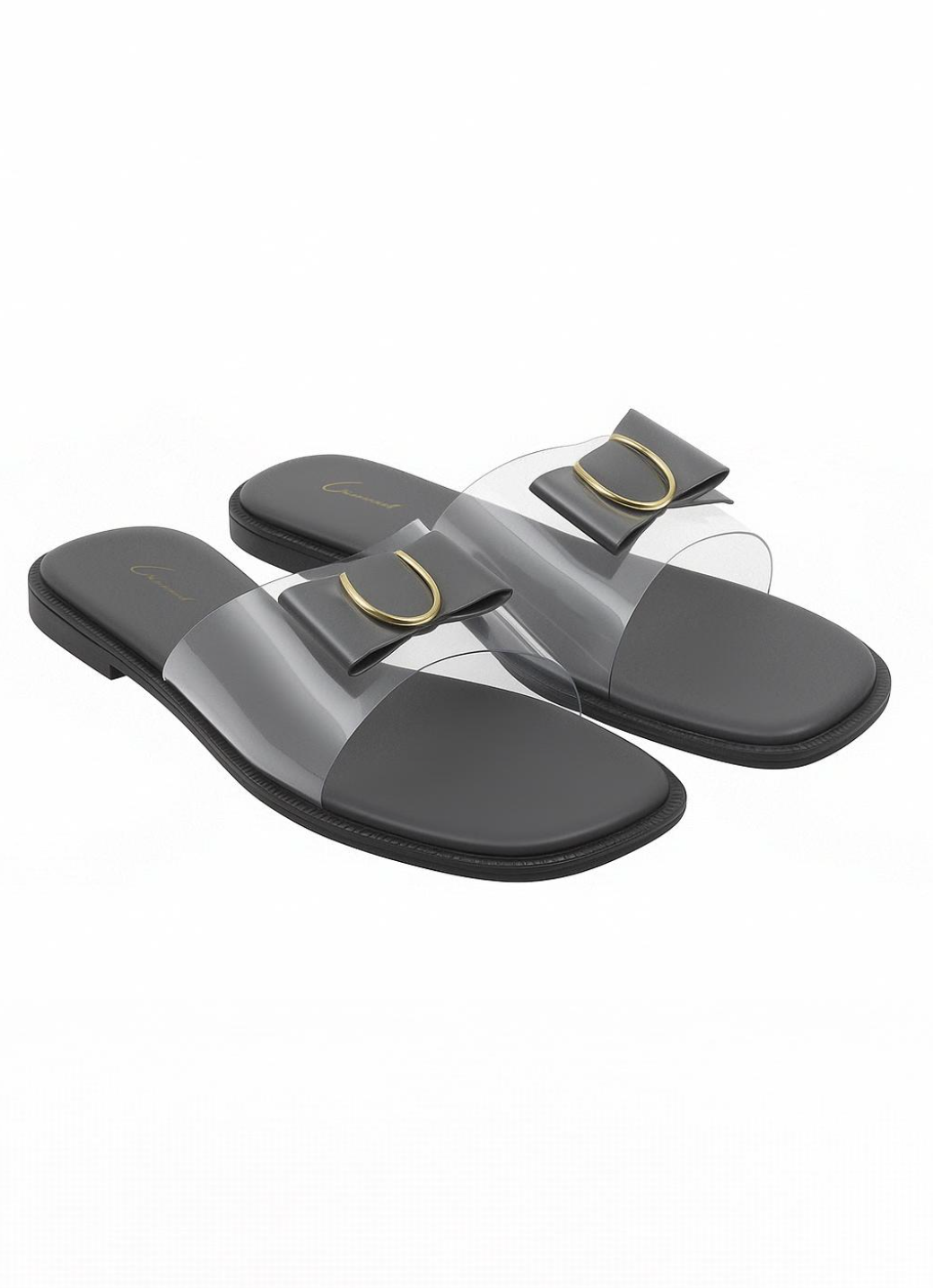 Women’s Slip-On Flats with Transparent Strap & Bow Detail – Casual Chic Sandals