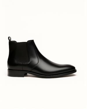 Men’s  black Leather Chelsea Boots – Classic Slip-On Ankle Boots