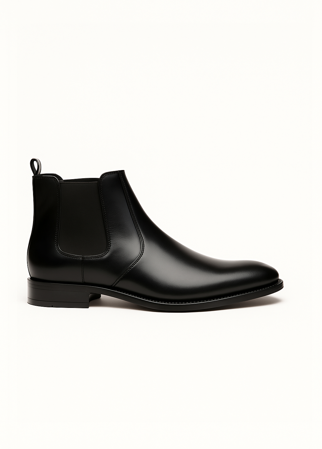 Men’s  black Leather Chelsea Boots – Classic Slip-On Ankle Boots