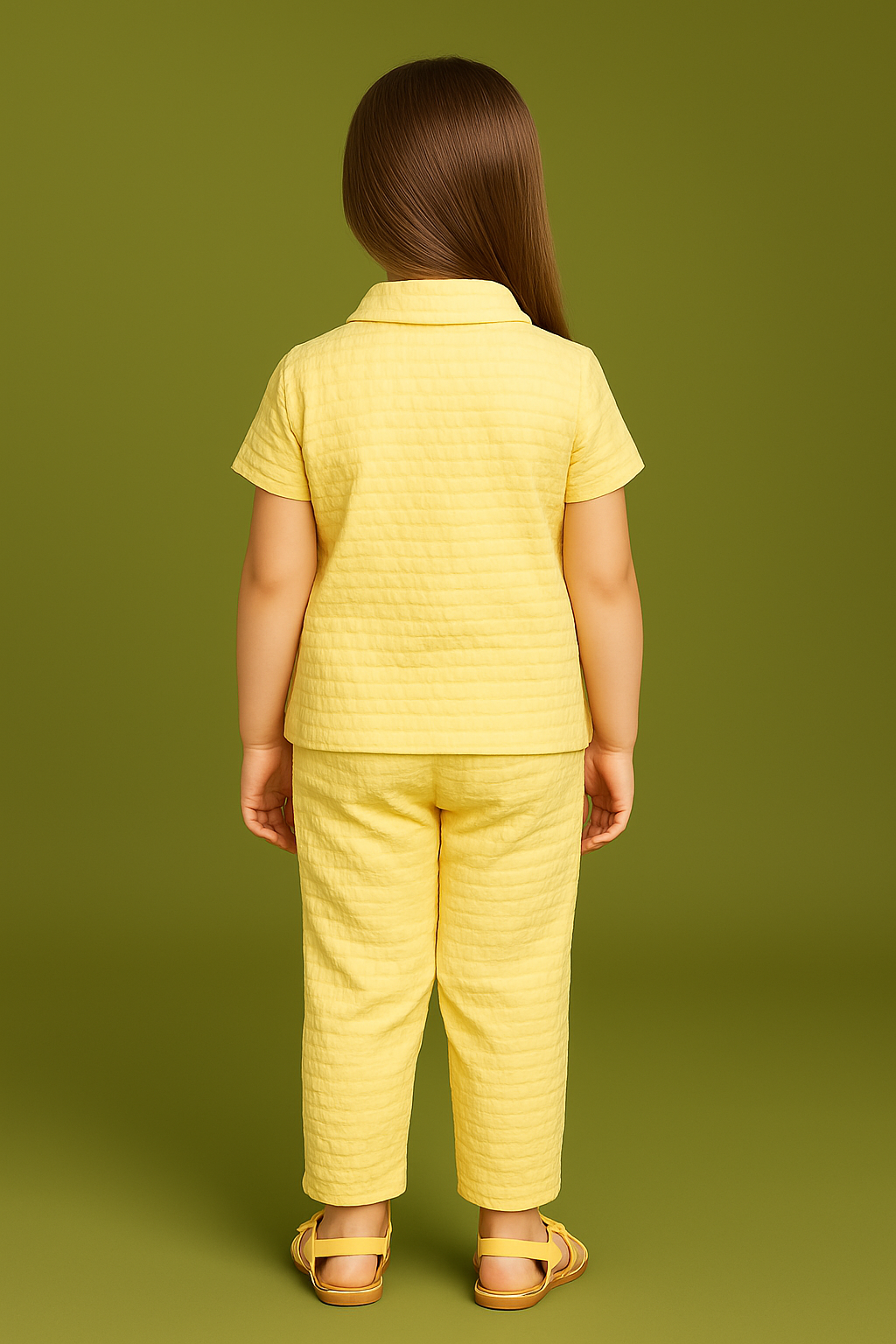 Girls Yellow Quilted Co-Ord Set with LOVE Patch – Stylish Kids Outfit - Image 2