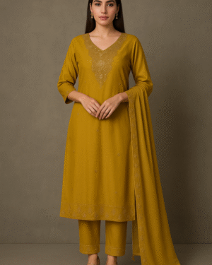 Women's Mustard Yellow Straight Kurta Set with Dupatta | Ethnic Wear Suit Set