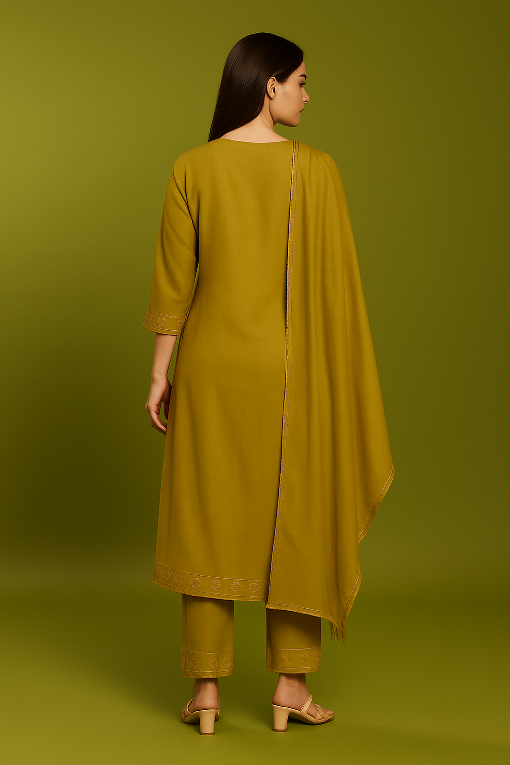 Women's Mustard Yellow Straight Kurta Set with Dupatta | Ethnic Wear Suit Set - Image 3