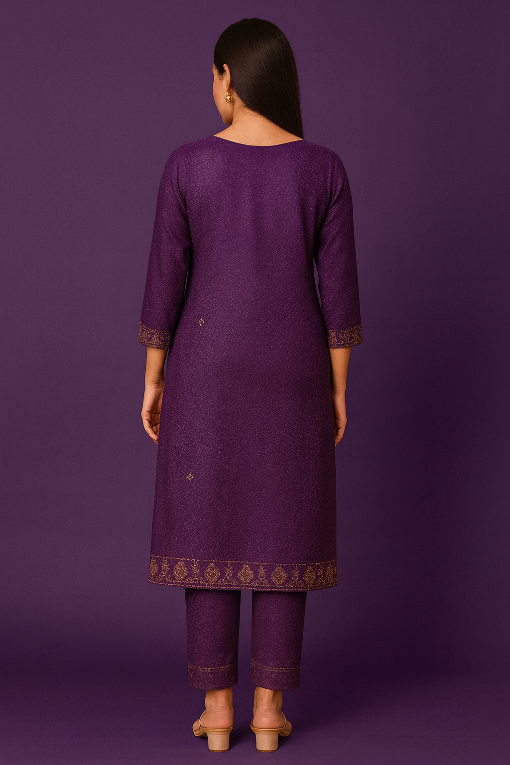Women's purple Straight Kurta Set with Dupatta | Ethnic Wear Suit Set - Image 2