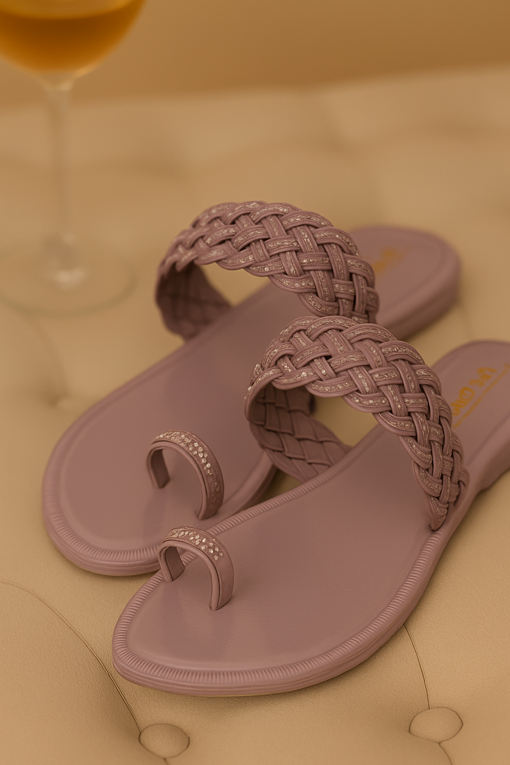 Women’s Stone-Embellished Braided Flat Sandal - Image 3