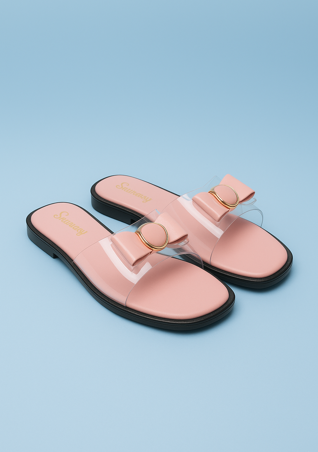 Women’s Slip-On Flats with Transparent Strap & Bow Detail – Casual Chic Sandals - Image 3