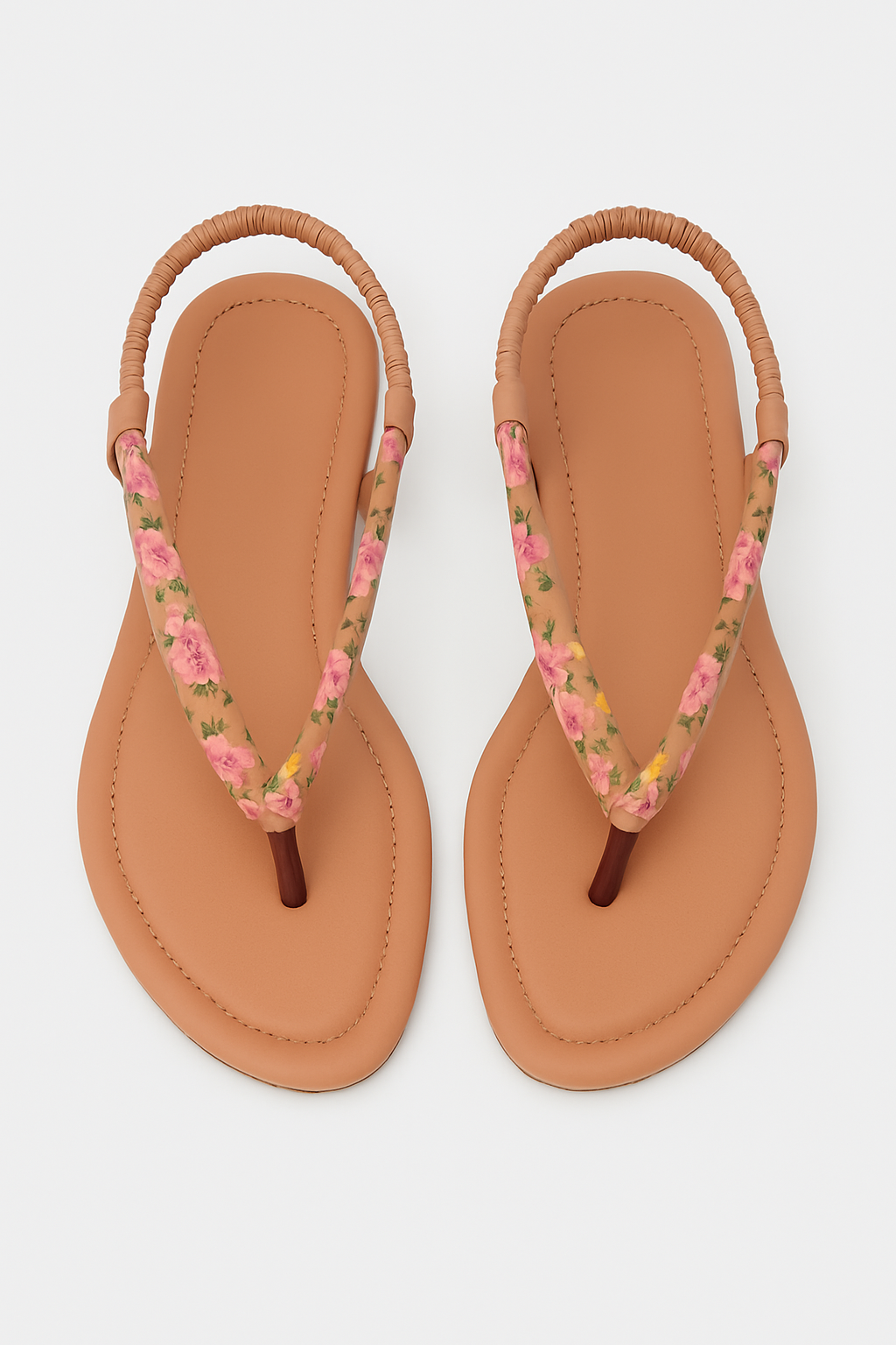 Women’s light Brown Floral Print Flat Sandals – Comfortable Everyday Casual Footwear - Image 2