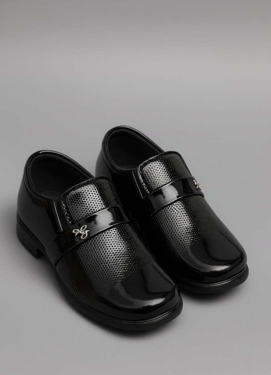 kid’s Glossy Formal Loafers with Textured Finish – Premium Party & Office Shoes - Image 3
