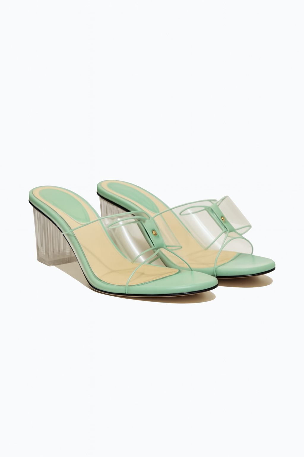 Women’s Transparent Strap Block Heel Sandals – Stylish Slip-On Heels