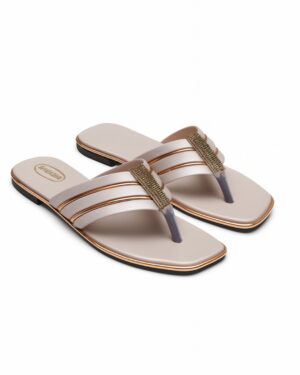 Women’s Embellished Toe Ring Flats – Stylish Slip-On Sandals for Casual & Party Wear