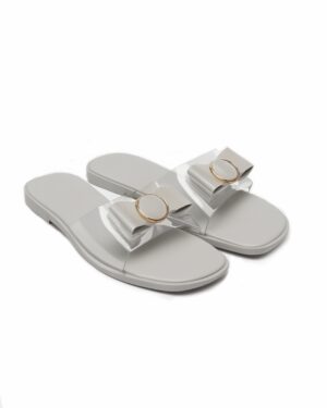 Women’s Slip-On Flats with Transparent Strap & Bow Detail – Casual Chic Sandals