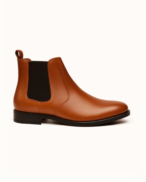 Lighter Brown Chelsea – Sculpted Leather, Black Contrast Panels for men