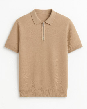 Classic Knitted Cotton Polo with Zipper