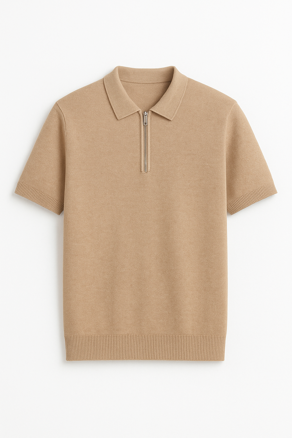 Classic Knitted Cotton Polo with Zipper