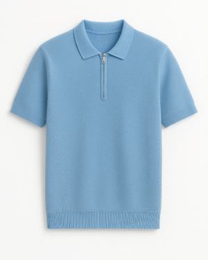 Modern Knit Polo Shirt with Zipper Placket