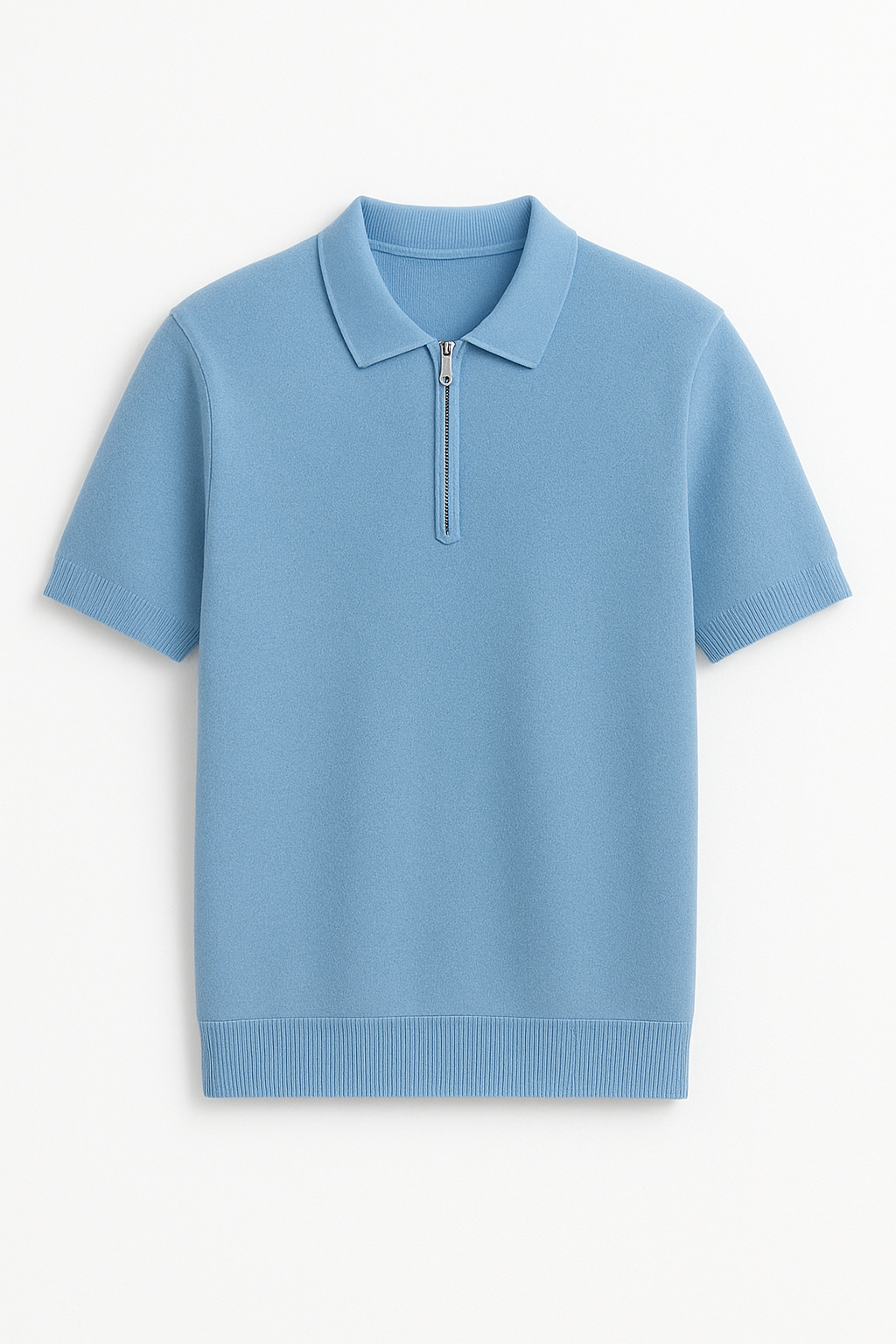 Modern Knit Polo Shirt with Zipper Placket