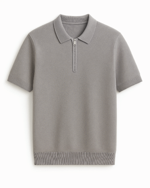premium Knit Polo with Zipper Placket