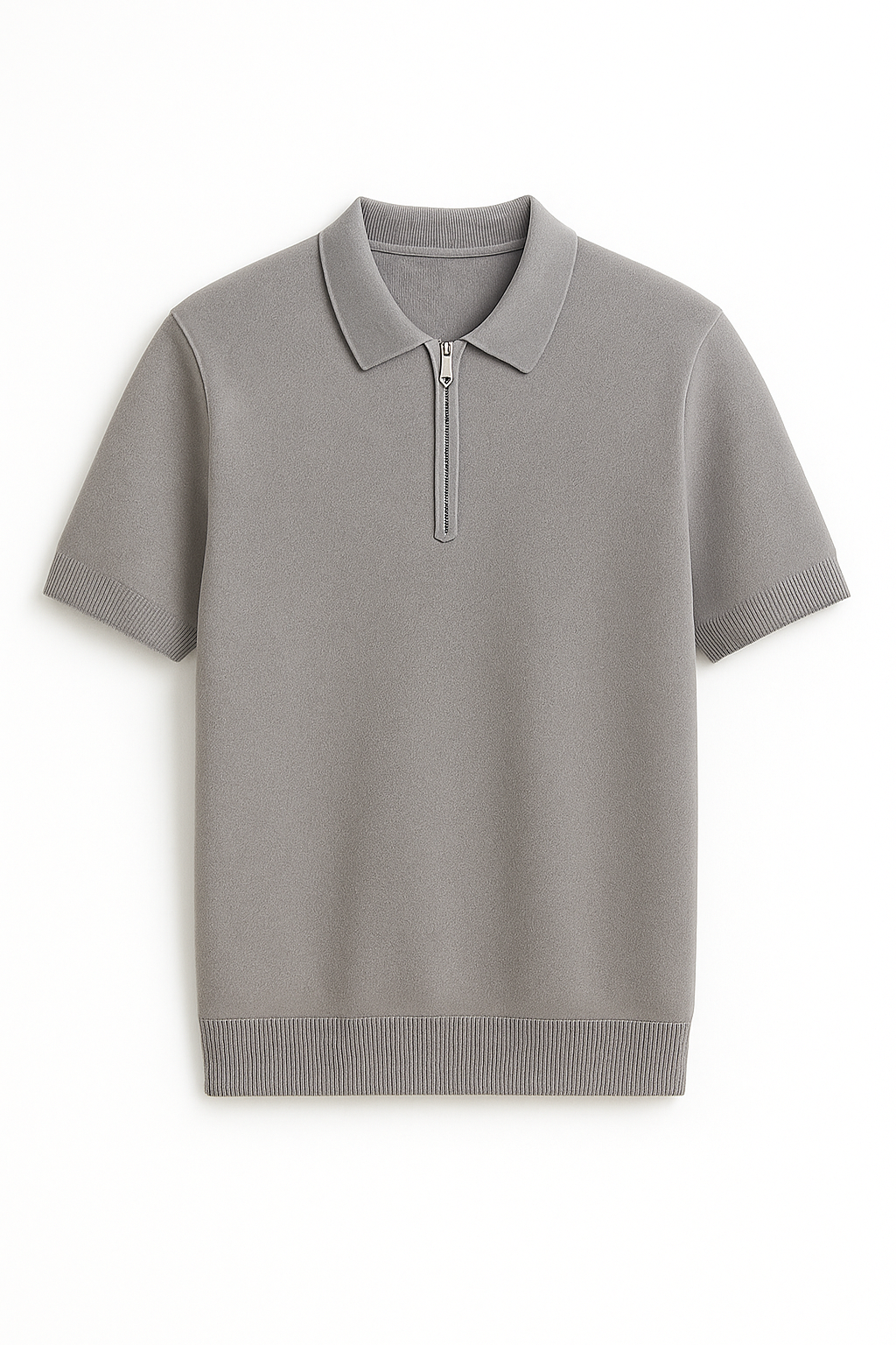 premium Knit Polo with Zipper Placket