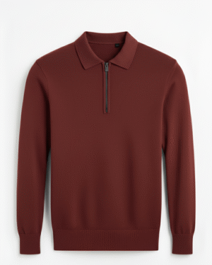 Essential Cotton Knit Zip Polo Shirt