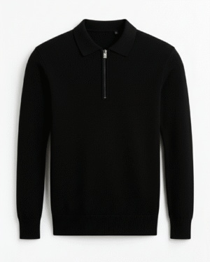 Premium Knitted Cotton Zipper Polo