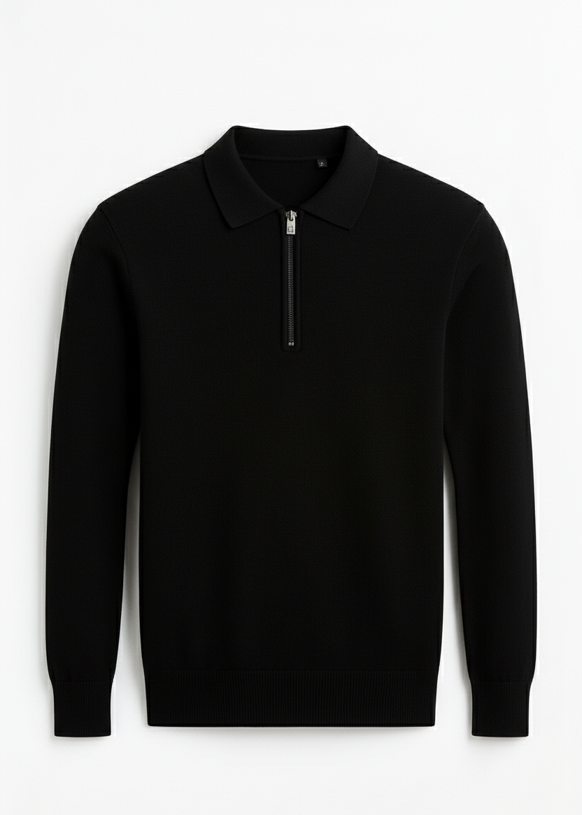 Premium Knitted Cotton Zipper Polo
