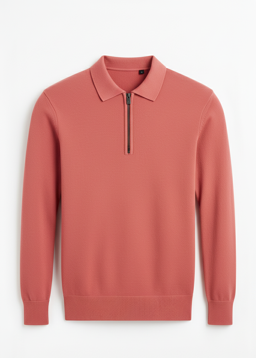Modern Full-Sleeve Polo with Zip Collar