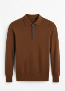 Classic Knit Texture Zipper Polo