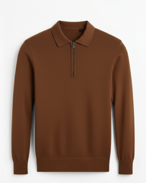 Classic Knit Texture Zipper Polo