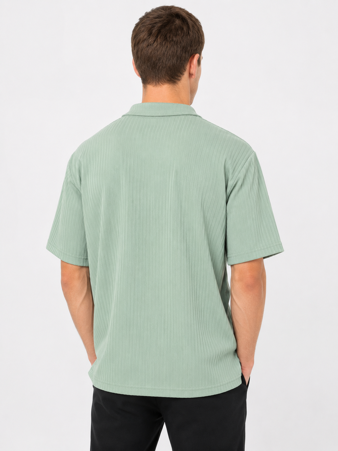 knitted zipper polo t-shirt 2pcs combo
