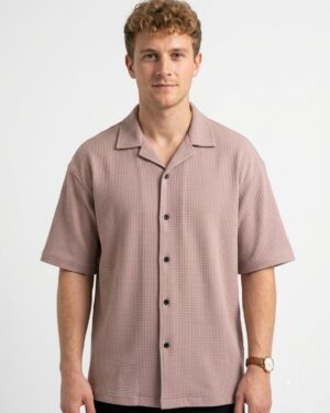 Boxy Fit Cuban Collar Waffle Shirt