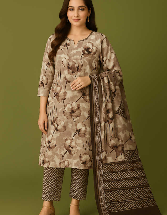 Women’s printed Cotton Salwar Suit Set with Dupatta | Ethnic Wear Kurta Pant Set