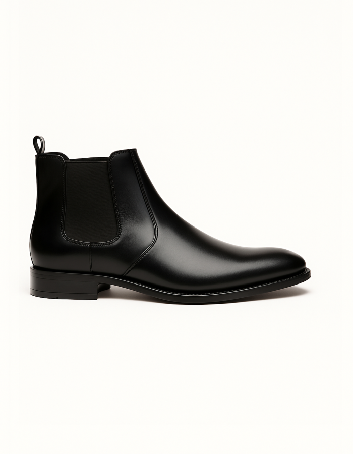 Men’s  black Leather Chelsea Boots – Classic Slip-On Ankle Boots