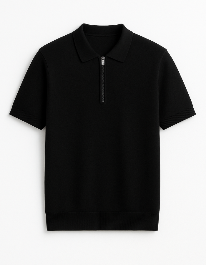 Premium Cotton Knit Polo – Zip Collar Edition